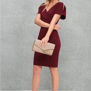 Lulu's Red Sheath Mini Dress with Flutter Sleeves